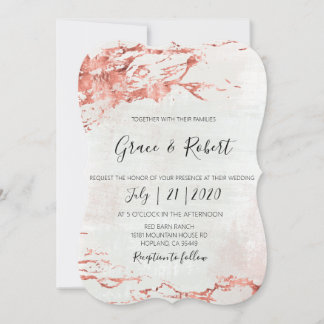 Faire-part de mariage à texture d'or rustique Rose