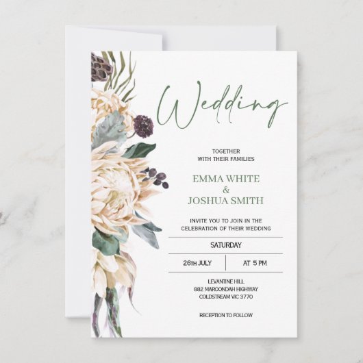 Faire-part de mariage à thé blanc vert moderne (Devant)