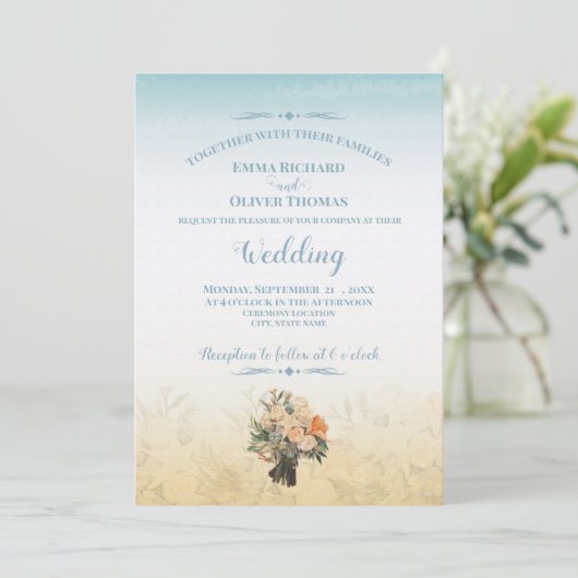 Faire-part de mariage À Thème Balnéaire (Debout devant)