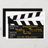 Faire-part de mariage à thème Black White Movie (Devant / Derrière)