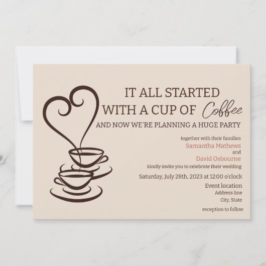 Faire-part de mariage à thème Café (Devant)