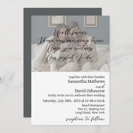 Faire-part de mariage à thème Café (Devant / Derrière)