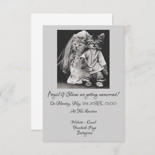 Faire-part de mariage À Thème Cat Cutest Jamais (Devant / Derrière)