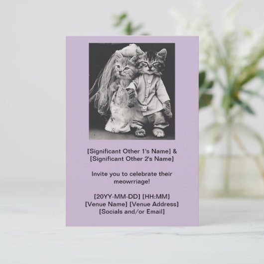 Faire-part de mariage À Thème Chat Cutest (Debout devant)