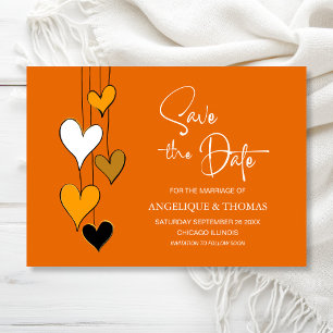 Faire-part de mariage à thème de cœur orange
