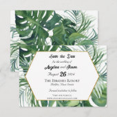 Faire-Part de Mariage à Thème de Feuilles et de Ve (Devant / Derrière)