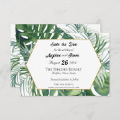 Faire-Part de Mariage à Thème de Feuilles Tropical (Devant / Derrière)