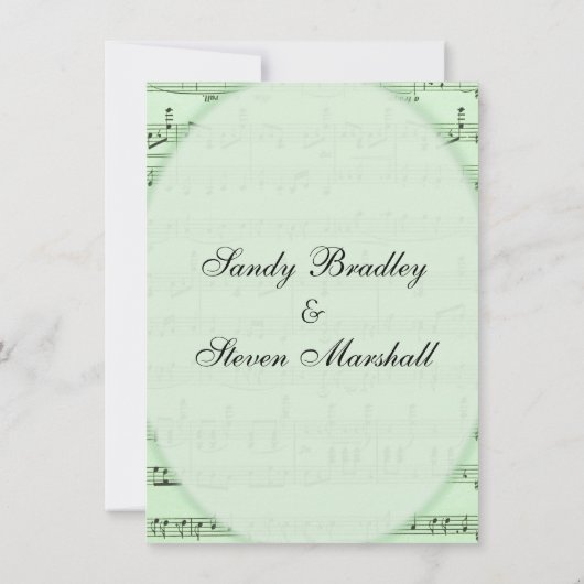 Faire-part de mariage à thème de musique en feuill (Dos)