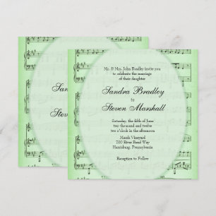Faire-part de mariage à thème de musique en feuill