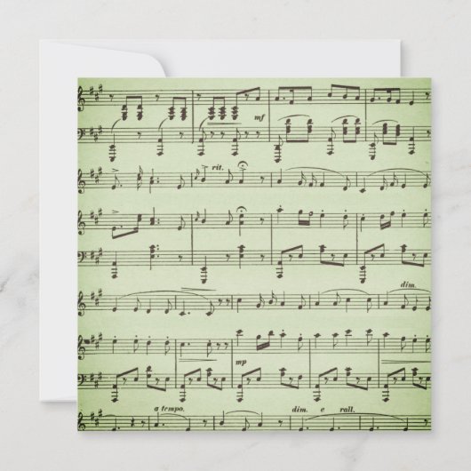 Faire-part de mariage à thème de musique vert (Dos)