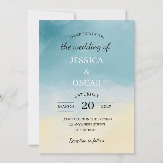 Faire-part de mariage à thème de plage minimale (Devant)