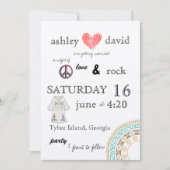 faire-part de mariage à thème des années 1970 (Devant)