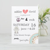 faire-part de mariage à thème des années 1970 (Debout devant)