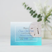 Faire-part de mariage à thème Dollar de sable bleu (Debout devant)