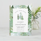 Faire-part de mariage à thème forêt aquarelle pour (Debout devant)