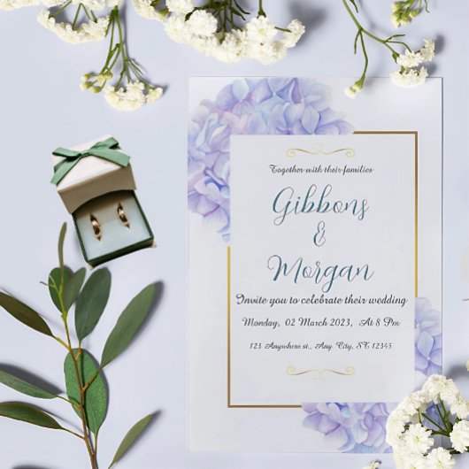 Faire-part de mariage à thème Hydrangée