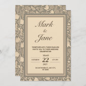 Faire-part de mariage à thème motif de fleurs (Devant / Derrière)