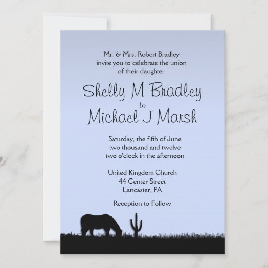 Faire-part de mariage à thème occidental (Devant)