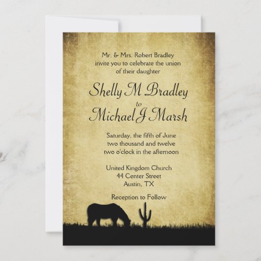 Faire-part de mariage à thème occidental rustique (Devant)