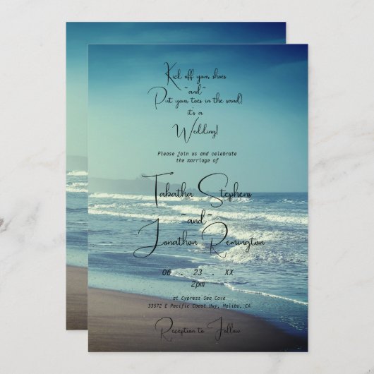 Faire-part de mariage à thème Ocean Beach (Devant / Derrière)