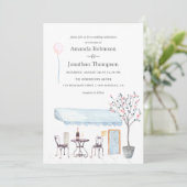 Faire-part de mariage à thème Paris aquarelle (Debout devant)