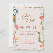Faire-part de mariage à thème Peacock