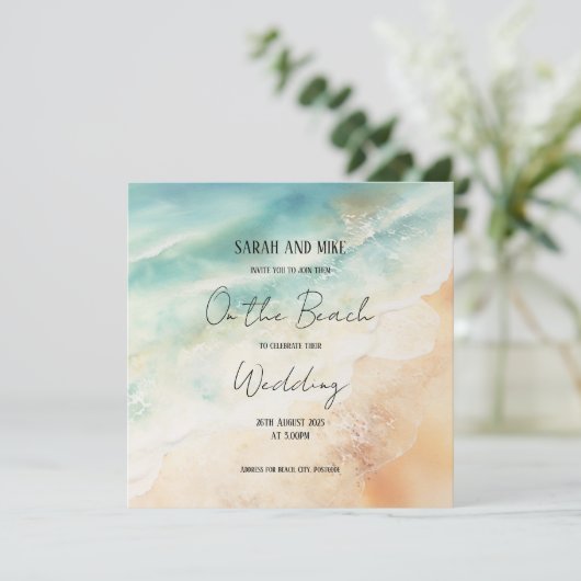 Faire-part de mariage à thème plage (Debout devant)
