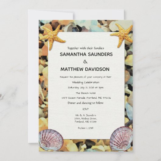 Faire-part de mariage À Thème Plage (Devant)