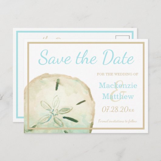 Faire-part de mariage à thème plage simple (Devant / Derrière)