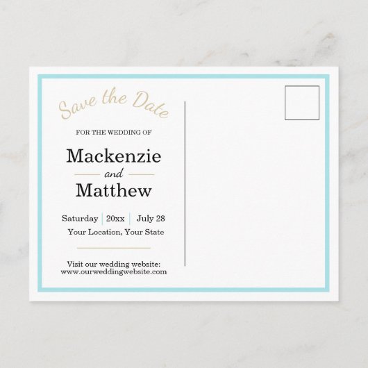 Faire-part de mariage à thème plage simple (Dos)