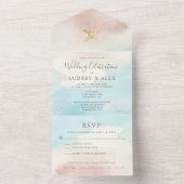 Faire-Part de Mariage à Thème Plage TOUT-EN-UN (À l'intérieur)