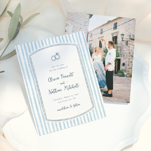 Faire-Part de Mariage à Thème Rayures Bleues Rétro