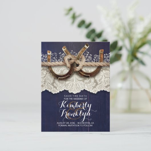 Faire-part de mariage à thème rustique avec des fe (Debout devant)