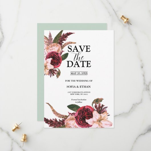 Faire-part de mariage à thème Sangria de Bourgogne (Devant/Arrière en situation)