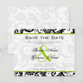 Faire-part de mariage à tourbillons en damassé ver (Devant / Derrière)