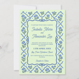 Faire-part de mariage à treillis d'hortensia chic
