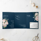 Faire-part de mariage à trois volets Blush Floral  (Intérieur)