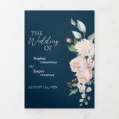 Faire-part de mariage à trois volets Blush Floral (Page de couverture)