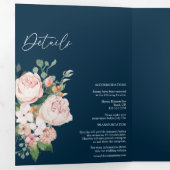 Faire-part de mariage à trois volets Blush Floral (Intérieur en premier)
