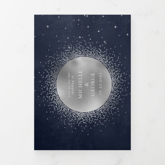 Faire-part de mariage à trois volets céleste de lu (Page de couverture)