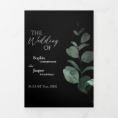 Faire-part de mariage à trois volets noir vert mod (Page de couverture)