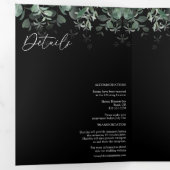 Faire-part de mariage à trois volets noir vert mod (Intérieur en premier)