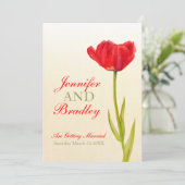 Faire-part de mariage à tulipe rouge unique (Debout devant)