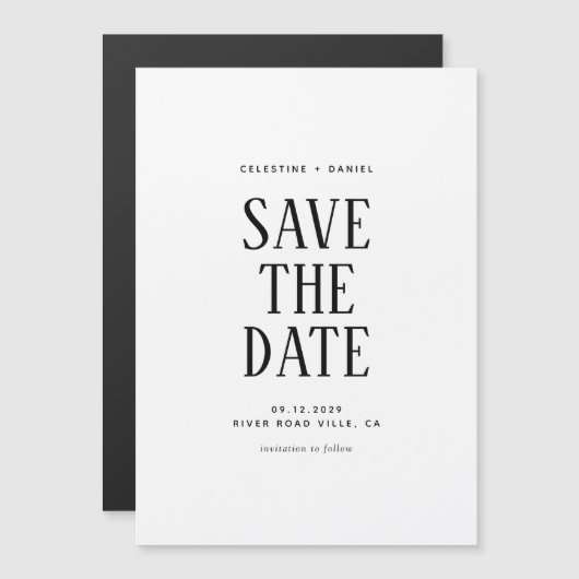 Faire-part de mariage à typographie classique (Devant / Derrière)
