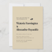 Faire-part de mariage à typographie crème minimali (Devant)