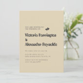 Faire-part de mariage à typographie crème minimali (Debout devant)