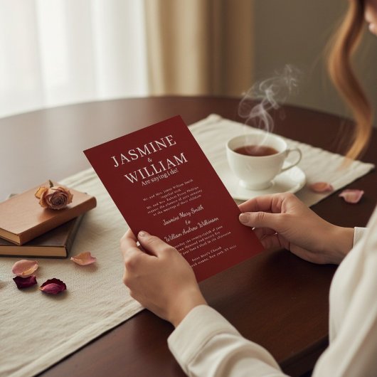 Faire-part de mariage à typographie formelle rouge