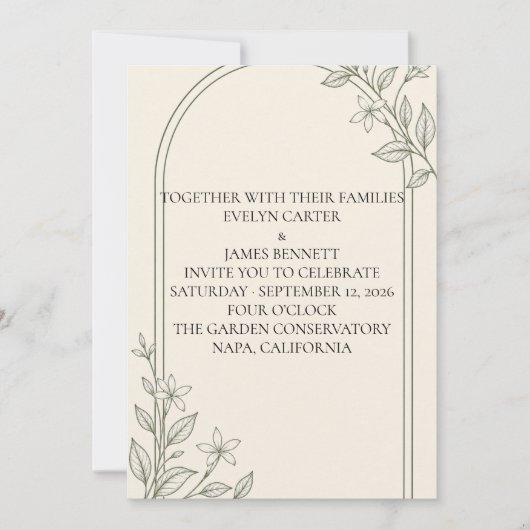 Faire-part de mariage à typographie grande olive b (Devant)
