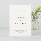Faire-part de mariage à typographie moderne minima (Debout devant)
