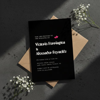 Faire-part de mariage à typographie noire minimale